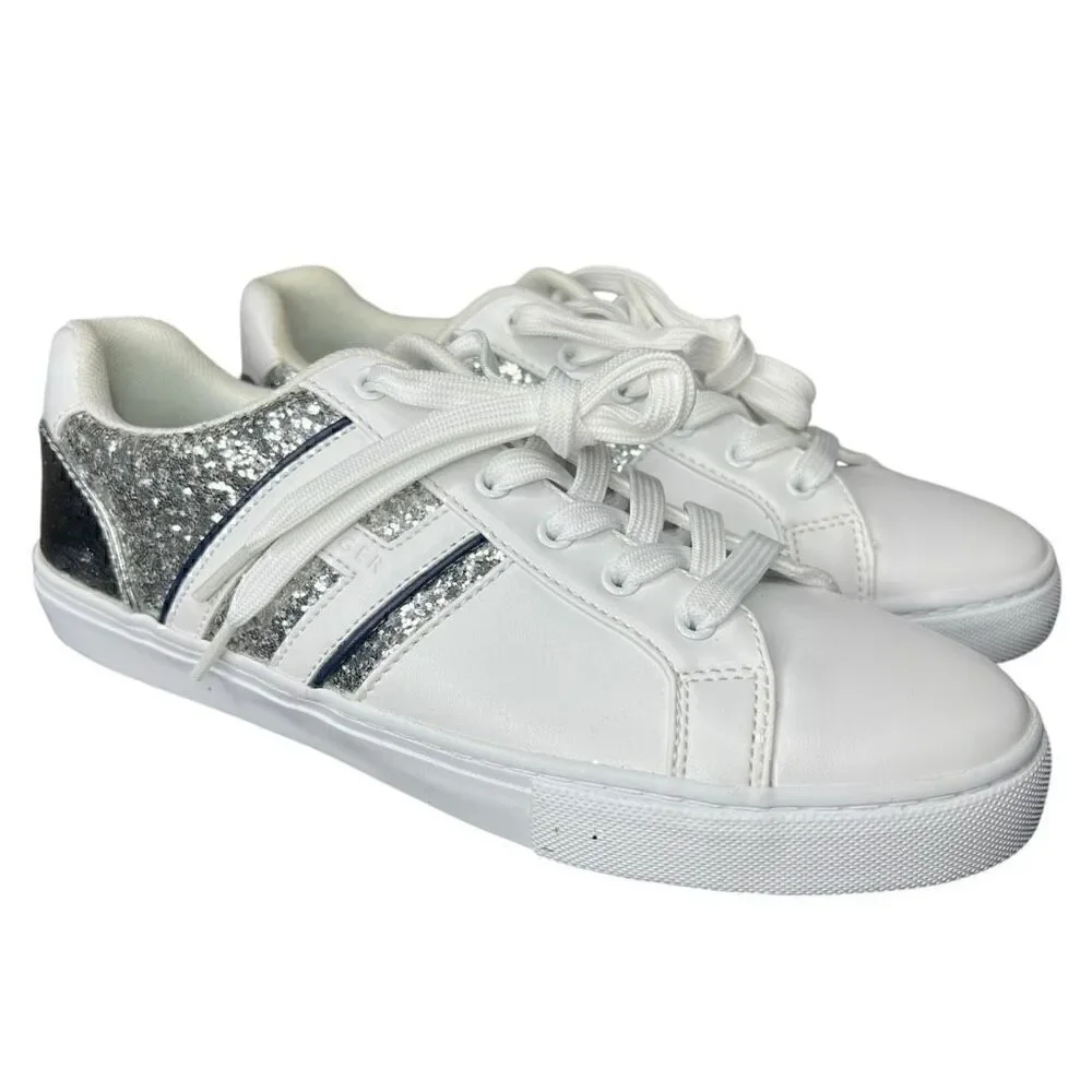 NEW Tommy Hilfiger Women’s Lemmi White Silver Blink Sneaker 8.5M